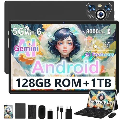 Offerta a tempo: Dghrti Tablet 10 Pollici, 128GB ROM/TF 2TB, 8000mAh, con Tastiera - Nero - 41% da 159.99 € a 94.99 €