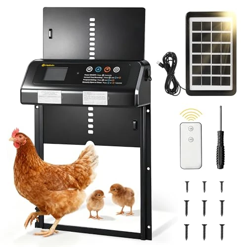 Offerta a tempo: Porta per pollaio automatica solare MELLWIN con display LED, sensore di luce e timer, porta pollaio, porta automatica pollaio anti-predatori, resistente all’inverno - 8% da 64.99 € a 59.98 €
