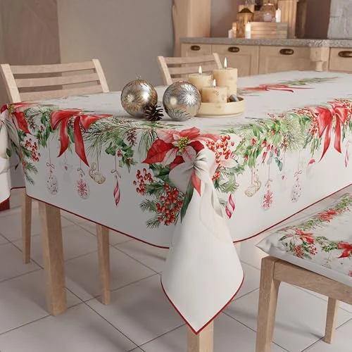 Tijdelijke aanbieding: PETTI Artigiani Italiani - Kersttafelkleed, vuilafstotend, rechthoekig, voor Kerstmis, keuken, krans, X14 plaatsen (140 x 300 cm), 100% Made in Italy van 61.65 € naar 13.11 € (78.73% korting)