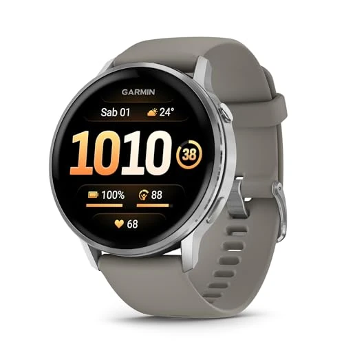 Garmin Venu 4, 45mm, Premium smartwatch met GPS, AMOLED-touchscreen, LED-zaklamp, Geavanceerde gezondheids- en fitnessfuncties, Tot 10 dagen batterijduur, Silver/Grey