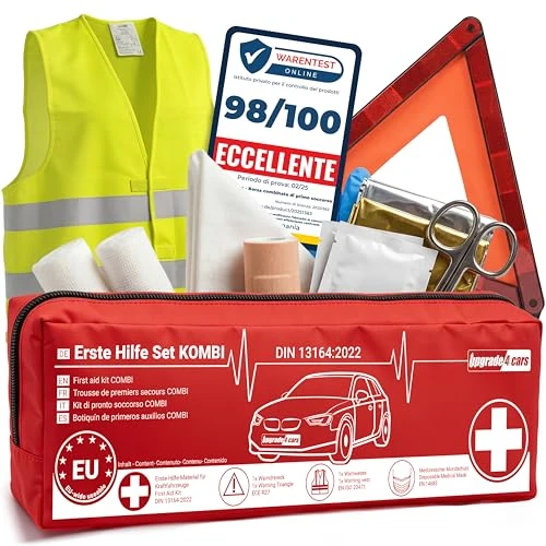 Offre limitée : Upgrade4cars Trousse de Secours Voiture 2026 avec Triangle de Signalisation et Gilet de Sécurité Haute Visibilité selon Norme Actuelle DIN 13164 Valable dans Toute l'Europe de 27.95 € à 27.95 € (0.00% de remise)