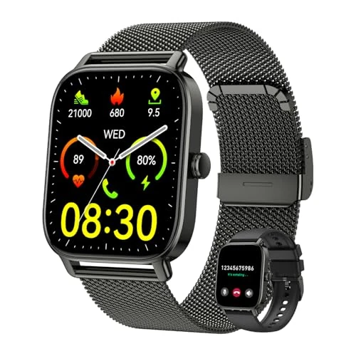 Reloj Inteligente Hombre Mujer Smartwatch con Llamadas: Bluetooth Fitness Tracker Digital Smart Watch Impermeable Deportivo Pulsera Actividad Pulsómetro Monitor Sueño Podómetro para ios Android