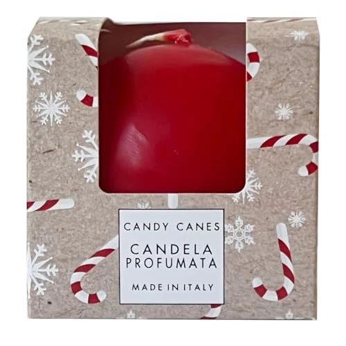 Candela Sfera Profumata - Candy Canes Frutti Rossi - Cera Vegana - Pocket Season Natale - Idea Regalo - Made in Italy - Cereria Di Giorgio