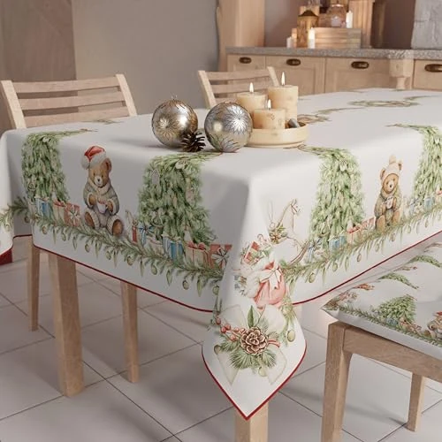Zeitlich begrenztes Angebot: Petti - Weihnachtstischdecke Tischdecke 140 x 450 cm, rechteckig, schmutzabweisend & fleckenabweisend, Pflegeleichte Mikrofaser mit Motiv Weihnachtsbären, ideal für Advent & Weihnachten von 44.90 € auf 44.90 € (0.00% Rabatt)
