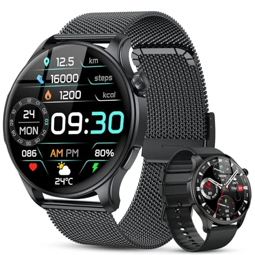 Limitiertes Angebot: Smartwatch Herren Damen Fitnessuhr mit Telefonfunktion: Bluetooth Anruf Armbanduhr Wasserdicht Fitness tracker Smart Watch mit Herzfrequenz Schlafmonitor Schrittzähler Sportuhr Uhren für Android iOS von 69.99 EUR auf 69.99 EUR (Spare 0%)