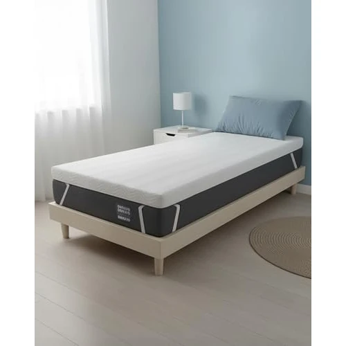 ONNUVO Topper van traagschuim voor tweepersoonsbed, 80 x 190 cm, afneembaar, hoogte 8 cm, machinewasbaar, hoge tandbescherming, zachte overtrek, 4 elastische hoeken, bamboe, Italiaans merk