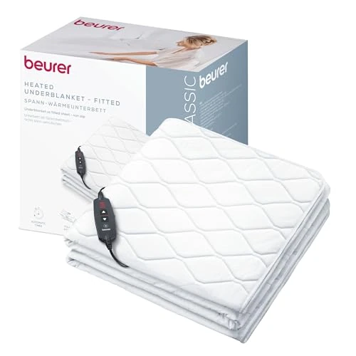 Offerta a tempo: Beurer UB 74 coprimaterasso riscaldante, scaldaletto con spegnimento automatico e protezione di sicurezza, fissaggio pratico con angoli, 3 livelli di calore, lavabile, dimensioni 200x100 cm - 14% da 69.99 € a 59.99 €