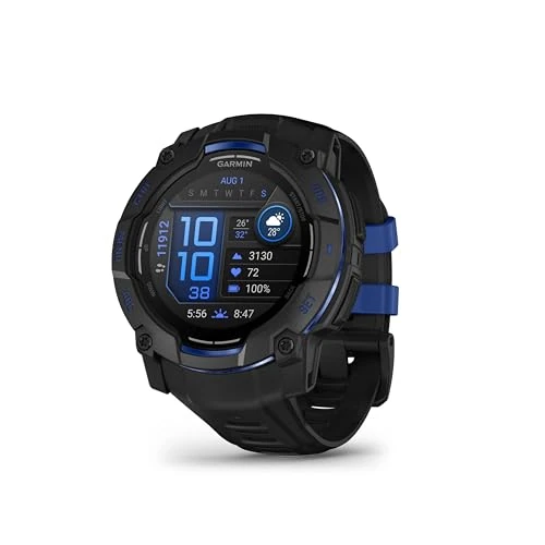 Offerta a tempo: Garmin Instinct 3, Smartwatch, 50mm, Display AMOLED 1,3", Lunetta in metallo, 10ATM, GPS Multi-band, Torcia, 90+ App per lo Sport, Pay, Autonomia 24 giorni, Bolt Blue - 27% da 449.99 € a 329.65 €