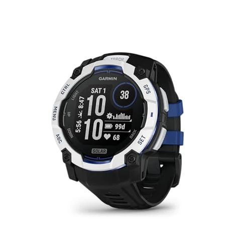 Offre limitée : Garmin Instinct 3, Solar (édition limitée)- Montre GPS Robuste et connectée – Blanche avec Bracelet Noir/Bleu électrique – Boîtier 50 mm de 399.99 € à 349.97 € (13% de remise)