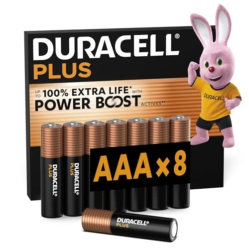 Tijdelijke aanbieding: Duracell Plus AAA-batterijen, 8 Stuks, Alkalinebatterijen 1,5V, Tot 100% Extra Levensduur met Power Boost-ingrediënten, Betrouwbaarheid voor Dagelijkse Apparaten, 0% Plastic Verpakking, LR03 MN2400 van 10.79 EUR naar 8.63 EUR (korting 20%)
