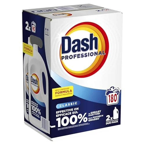 Offerta a tempo: Dash Professional Classico, Detersivo Lavatrice Liquido Professionale, 180 lavaggi (90x2), Efficace su tutti i tipi di macchie grasse, Bianco Straordinario, Per Bucato Professionale - 23% da 43.91 € a 33.99 €