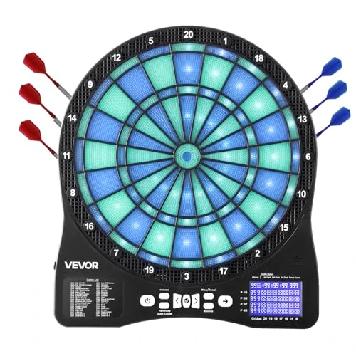 Oferta limitada: VEVOR Diana Electrónica 342,9 mm, con Iluminación LED, 48 Juegos, 500 Variantes, Incluye 6 Ejes de Dardos con Plumas y 50 Puntas de Repuesto, Pantalla LCD con Marcador de Críquet, a 8 Jugadores de 66.99 € a 47.10 € (ahorro 30%)