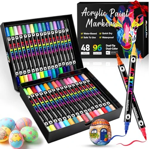 Offerta a tempo: 96 Colori Pennarelli Acrilici Doppia Punta,Set Pennarelli Professionali - 41% da 39.99 € a 23.74 €