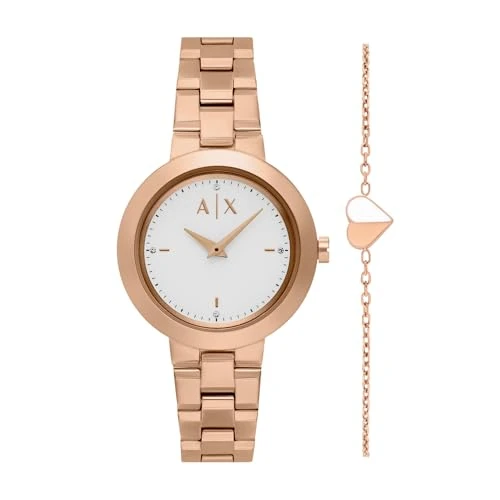 Limited-time offer: Armani Exchange Women's 36MM Rose-Gold Tone Stainless Steel Watch, AX7175SET from 126.79 £ to 126.79 £ (save 0.00%)