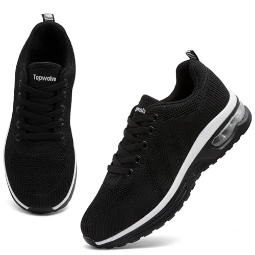 Limited-time offer: Topwolve Running Shoes Women's Cushion Walking Trainers Lightweight Breathable Mesh Athletic Sneakers Ladies Sports Tennis Shoes,Black White,3.5 UK from 19.99 £ to 17.99 £ (save 10%)