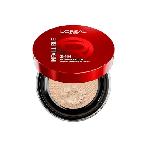 L'Oréal Paris Infallible 24H Power Glow Loose Powder - Universal. Fórmula hidratante y respetuosa con la piel con perlas planas. Para un brillo difuminado en la piel y un acabado radiante hasta 24H*