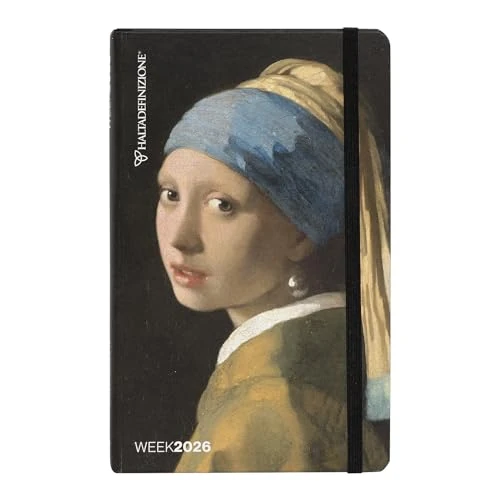 HOUTADEFINIZIONE - Grote weekplanner voor 12 maanden, kalender 2026, bedrukt met een kunstwerk van Van Gogh, elastische bandsluiting, dubbele bladwijzer en 192 pagina's, 13 x 21 cm, oorbel