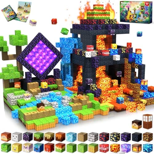 Offerta a tempo: GraceDuck Costruzioni Magnetiche per Bambini 300 Pezzi Set Dinosauri e Vulcano - Blocchi Magnetici con Lava e Foresta - Magnetic Building Blocks Creativi Giocattolo Montessori 3-9 Anni - Regalo STEM - 0.00% da 67.99 € a 67.99 €