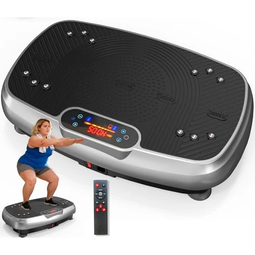 Plateforme vibrante améliorée avec double moteurs pour perdre du poids, entraînement complet du corps, renforcement musculaire, support de vibration, capacité de 450 LBS, plaque vibrante pour