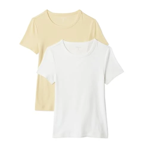 Zeitlich begrenztes Angebot: Amazon Essentials Damen 2-Pack Slim-Fit Short-Sleeve Crewneck T-Shirt 2er Pack Pastellgelb/Weiß, Large von 13.00 € auf 13.00 € (0.00% Rabatt)