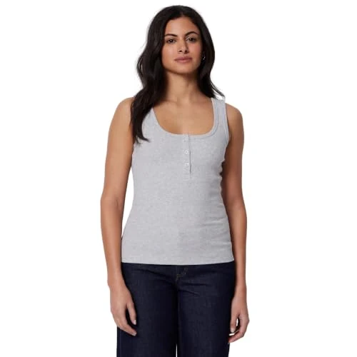 Offre limitée : Amazon Essentials Débardeur Henley côtelé pour Femme, Coupe ajustée, Gris Clair chiné, Taille S de 10.97 € à 10.97 € (0.00% de remise)