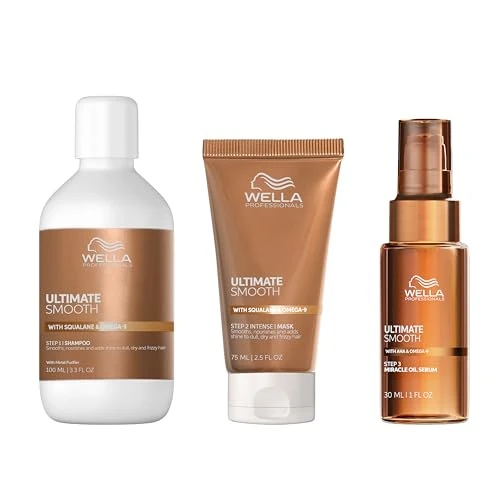 Offerta a tempo: Wella Professionals Ultimate Smooth Shampoo, Maschera e Miracle Oil Serum - con Squalano e Omega 9 - Ristrutturante Capelli Secchi, Opachi e Crespi (100 ml, 75 ml e 30 ml) - 59% da 40.30 € a 16.34 €
