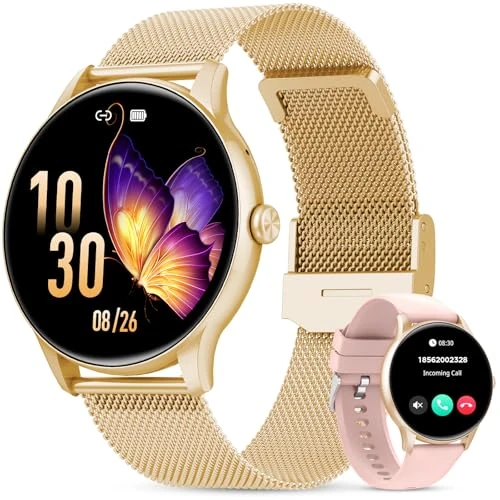 taopodo Reloj Inteligente Mujer, 1.39" Smartwatch Mujer con Llamadas, Monitor de Sueño, Función Femenina, 120+ Modos Deportivos, Podómetro, 24H Pulsómetro, SpO2, IP68 Regalo para Android/iPhone