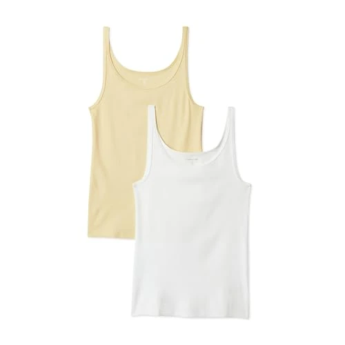 Zeitlich begrenztes Angebot: Amazon Essentials Damen Schmal geschnittenes Tanktop mit dünnem Trägern, Pack of 2, Pastellgelb/Weiß, XL von 11.74 € auf 11.74 € (0.00% Rabatt)