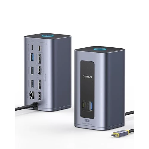 Offre limitee: [Displaylink] Baseus Station d'accueil USB-C, Nomos Air Mac 12 en 1, Station d'accueil 2 Moniteurs, HDMI 2K ou DP, USB-C 10Gbps, PD 100W, Ethernet, Compatible avec macOS (sans Bloc d'alimentation) de 149.99 EUR a 149.99 EUR (economie 0%)