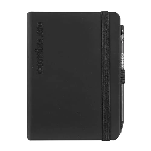 COMIX, Mignon - Dagkalender 2026 12 maanden, sluiting met elastiek en elastische lus voor potlood of pen, potlood COMIX inbegrepen, dubbele bladwijzers - 9 x 12,5 cm, zwart