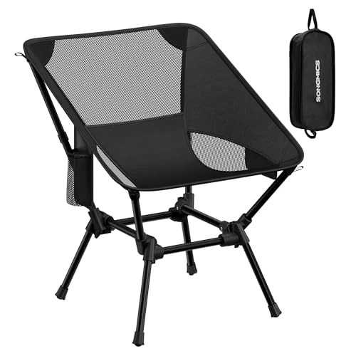 Offerta a tempo: SONGMICS Sedia da Campeggio, Sedia da Esterno, Altezza Regolabile, Struttura in Acciaio, Portata 150 kg, 2 Tasche, per Campeggio, Viaggi, Nero GCB050BZ01 - 38% da 39.99 € a 24.99 €
