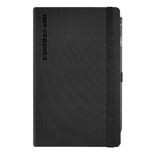 COMIX Large - Agenda 2026, 12 mesi, Giornaliera, Con Passante Elastico Porta Matita o Penna, Chiusura Con Elastico e Segnalibro, Matita COMIX Inclusa, Cm 13x21h, Nero Tenax