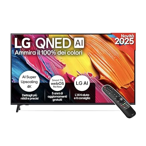 LG QNED AI QNED70 Smart TV 65 pollici 4K, Processore α7 Gen8, Dynamic QNED Color, webOS con AI e telecomando puntatore AI, Gaming con VRR 4K@60Hz, 65QNED70A6A 2025