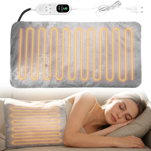 Heizkissen 45×70 cm, Elektrisches Wärmekissen mit Automatischer Abschaltung und 9 Temperaturstufen（35-48°）, Heizkissen mit bissfestem 1,6 m Kabel, und einem waschbaren Bezug geliefert.