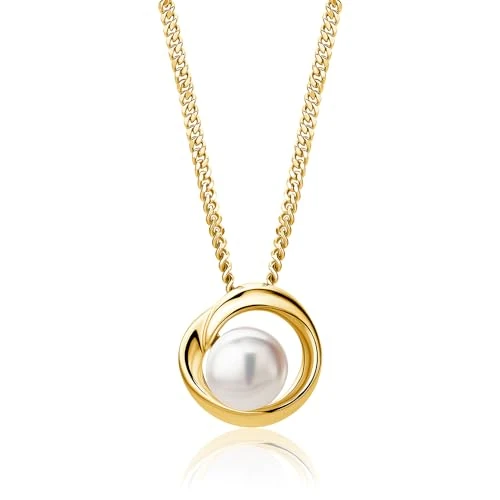 Oferta limitada: MIORE Collares Mujer de Plata con Colgante de Perla Blanca de 8 mm, Plata Sterling 925 Chapado en oro de 18 ct, Cadena Barbada a 45 cm, Hipoalergénico, Joyería hecha a mano con Estuche para Joyas de 75.00 EUR a 60.00 EUR (ahorro 20%)