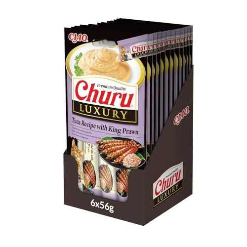 Tijdelijke aanbieding: INABA Churu Luxury kattensnoepjes met hoogwaardige ingrediënten, rijk aan vocht en eiwitten, caloriearm, zonder granen of suiker 56g (pak van 12) van 29.80 EUR naar 29.80 EUR (korting 0%)