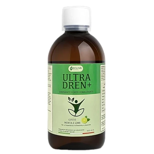 Drenante Forte Dimagrante Anticellulite - Diuretico Naturale Detox Fegato e Intestino con estratti naturali - Gusto Menta e Lime - Made in Italy - 500 ml