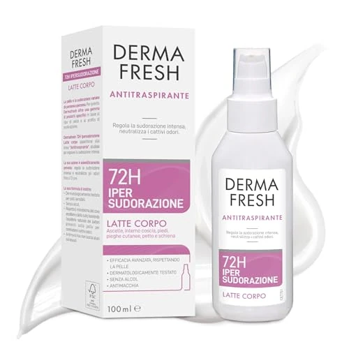 Offerta a tempo: Dermafresh Ipersudorazione Efficace 72H, Deodorante Antitraspirante, Latte Corpo, 100 ml, No Alcol, Antimacchia, Delicato sulla Pelle, Contro Sudorazione e Cattivi Odori, Dermatologicamente Testato - 35% da 12.40 € a 8.00 €