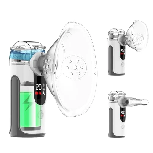 Oferta limitada: Aerosol portátil silencioso – Nebulizador de ultrasonidos recargable para adultos, niños y bebés, máquina de aerosol con mascarillas y boquilla, ideal para respirar, sauna facial y viajes (Gris) de 24.99 EUR a 24.99 EUR (ahorro 0%)