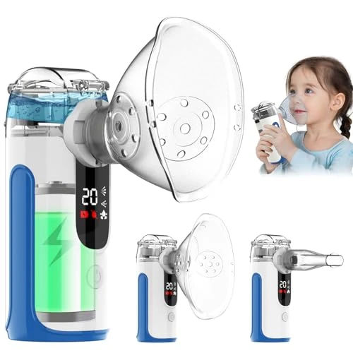 Oferta limitada: Aerosol portátil silencioso por ultrasonidos – Máquina de inhalación para adultos y niños con batería recargable de 1200mAh, nebulizador inhalador con 2 mascarillas y boquilla para casa y viaje (Azul) de 26.99 EUR a 26.99 EUR (ahorro 0%)