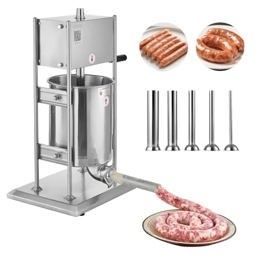 Oferta limitowana: VEVOR Ręczny popychacz do kiełbasy o pojemności 10 l, pionowa maszyna do kiełbasy ze stali nierdzewnej, podwójna przekładnia z 5 rurkami do napełniania, do kuchni, domu, restauracji z 986.42 zł na 986.42 zł (oszczędź 0.00%)