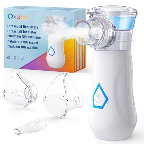 Offerta a tempo: Aerosol Portatile Silenzioso, Macchina Aerosol per Adulti e Bambini, Ricaricabile Aerosol Portatile con 2 Maschere e Boccaglio, 2 Modalità Regolabili, Apparecchio Aerosol per Viaggi e Uso Domestico - 5% da 32.29 € a 30.67 €