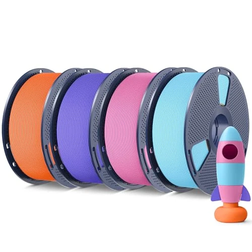 Offerta a tempo: SUNLU Filamento per stampante 3D in PLA opaco, 4 kg, 1,75 mm, filamento in PLA con finitura opaca, bobina da 1 kg, confezione da 4 pezzi, arancione sole, viola lavanda, rosa, blu sale marino - 83.62% da 109.84 € a 17.99 €