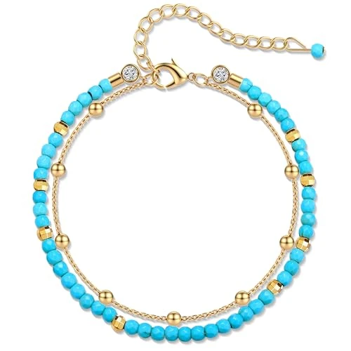 LOLIAS Bransoletka damska, 3,5 mm, kamień naturalny, kamień szlachetny ze złotymi perłami ze stali nierdzewnej, kryształy, kamienie lecznicze, joga, medytacja, bransoletka z pereł, biżuteria, prezent