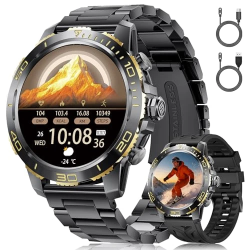 Limited-time offer: FITFLEX Men's Smart Watch with 800 mAh Battery, 1.43 Inch HD AMOLED Smartwatch with Bluetooth Call/120+ Sports/Sleep/Flashlight, IP68 Waterproof, Fitness Smart Watch iOS Android from 34.60 £ to 34.60 £ (save 0.00%)