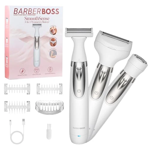 Offre limitee: BarberBoss Rasoir électrique pour femme, portable 3 en 1 pour femme, rasoir corps, bikini et visage, rasoir sans fil, épilation visage, rechargeable par USB, QR-8003 de 26.99 EUR a 26.99 EUR (economie 0%)