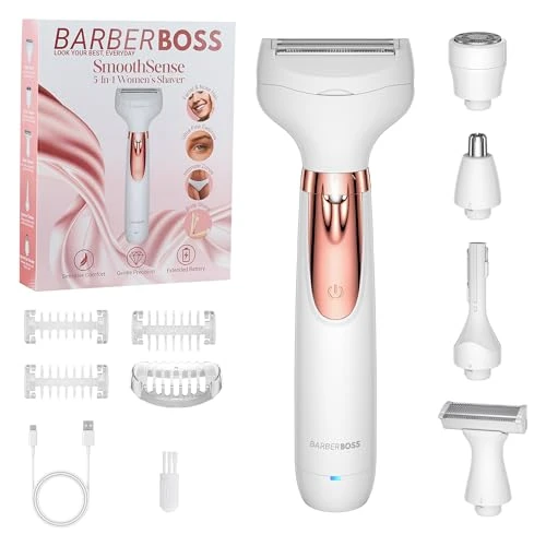 Offre limitée : BarberBoss Rasoir électrique 5-en-1 pour femme, kit d'épilation rechargeable, pour le corps, le maillot, le visage, le nez et les sourcils, rasoir sans fil pour femme, QR-8005 de 31.99 € à 31.99 € (0.00% de remise)