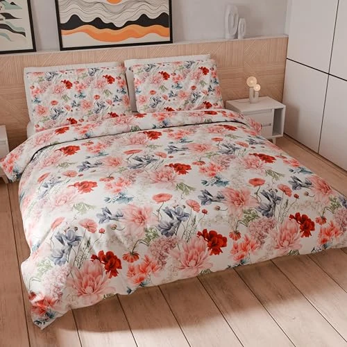 PETTI Artigiani Italiani - Maxi Double Duvet Cover Set 260 x 240 cm (2 Pillowcases 63 x 63 cm Included), Microfibre Duvet Cover Set with Digital Floral Print 19 00 – Made in Italy