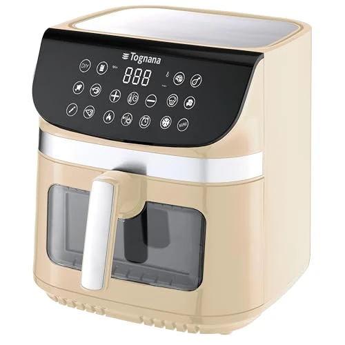 Tognana Iridea 9L luchtfriteuse, dubbele weerstand, digitaal display, timer, 80-200 °C, venster, 2200 W, champagne