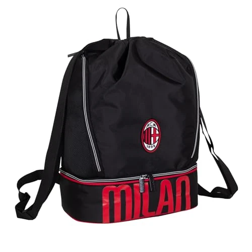 Seven AC Milan Glorious History Gym Bag, Hard Bottom Shoe Holder, Bottle Cage, Child, Boy, Football, Official Product, Gift Idea